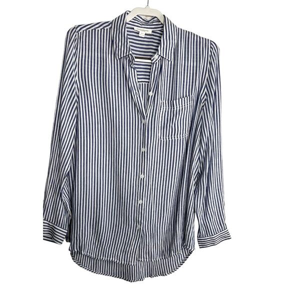Beach Lunch Lounge Blue & White Striped Shirt Blouse S/P - Picture 1 of 11